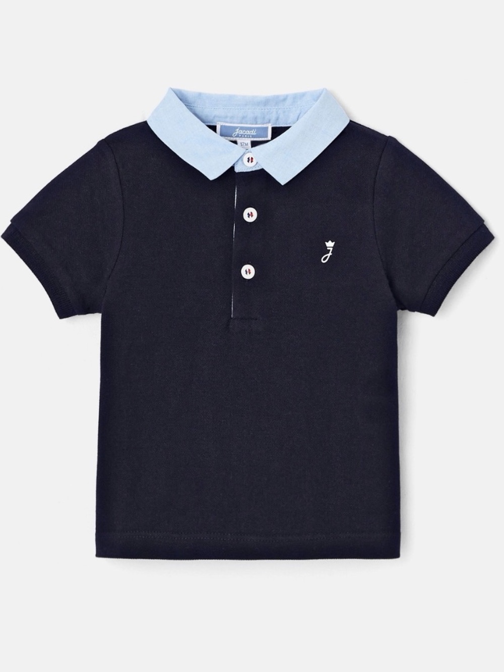 Jacadi Navy Polo with Light Blue Collar